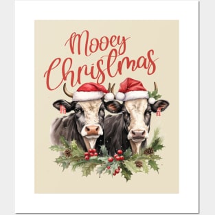 Moo Christmas cows Posters and Art